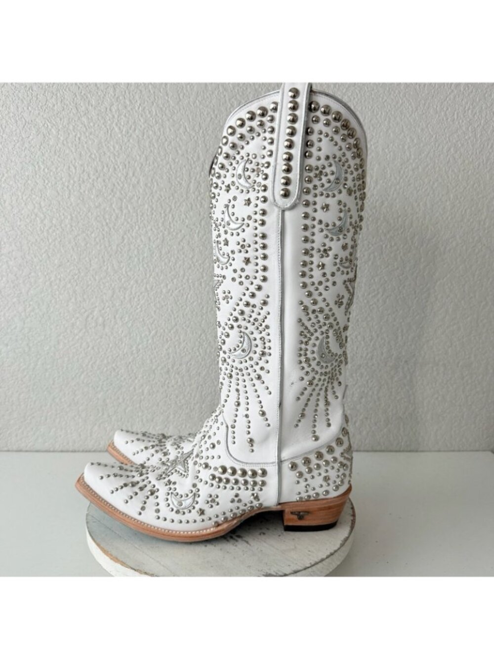 Lane SOLSTICE White Cowboy Boots Embellished Western Cowgirl Tall Snip Toe 11 - Picture 4 of 16